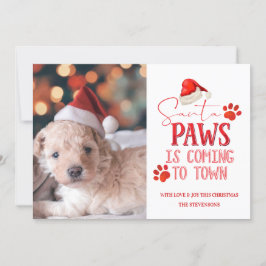 Cartes Pour Fêtes Annuelles Père Noël Paws arrive en ville Photo de Noël