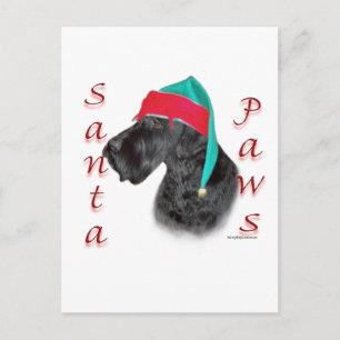 Cartes Pour Fêtes Annuelles Père Noël Paws de Schnauzer géant