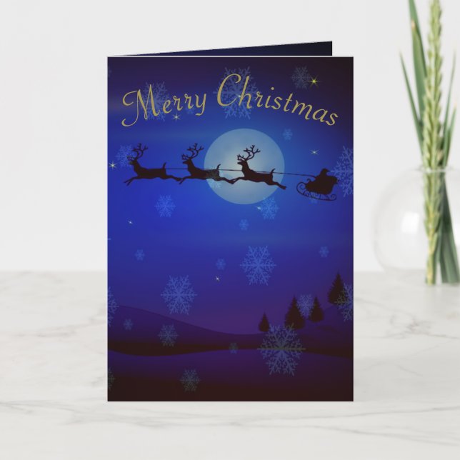 Cartes Pour Fêtes Annuelles Père Noël personnalisé et son Noël de traîneau (Devant)