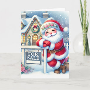Cartes Pour Fêtes Annuelles Père Noël personnalisée en tant qu'agent immobilie