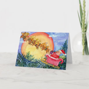 Cartes Pour Fêtes Annuelles père Noël Pig Sleigh