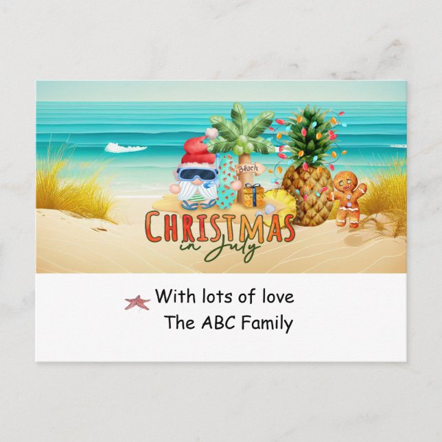 Cartes Pour Fêtes Annuelles Père Noël Pineappa Beach Noël de Noël (Devant)