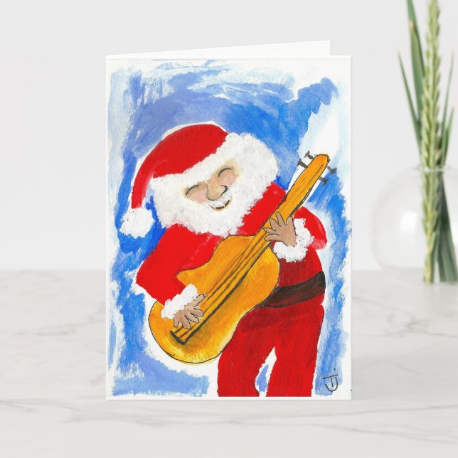 Cartes Pour Fêtes Annuelles Père Noël Playin' Bass (Devant)