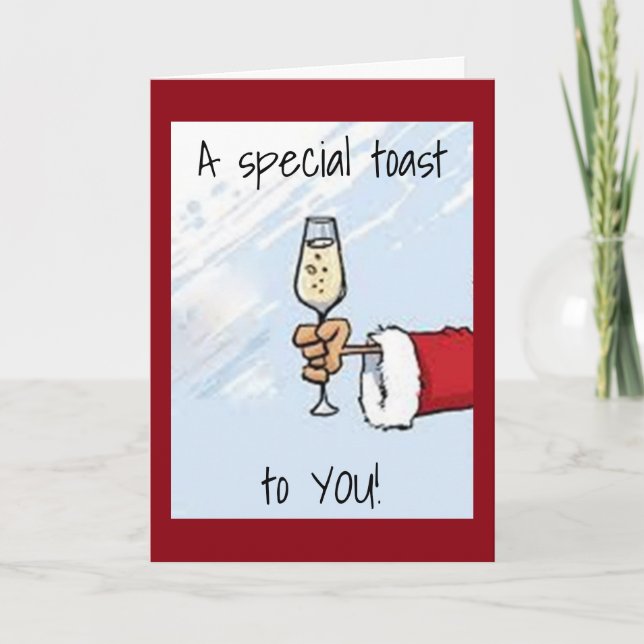 CARTES POUR FÊTES ANNUELLES PÈRE NOËL POSSÈDE UN TOAST "ANNIVERSAIRE ET NOËL" (Devant)