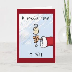 CARTES POUR FÊTES ANNUELLES PÈRE NOËL POSSÈDE UN TOAST "ANNIVERSAIRE ET NOËL"