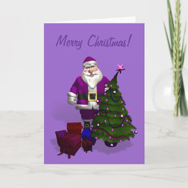 Cartes Pour Fêtes Annuelles Père Noël pourpre (Devant)