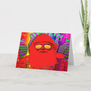 Cartes Pour Fêtes Annuelles Père Noël psychédélique - Noël frais