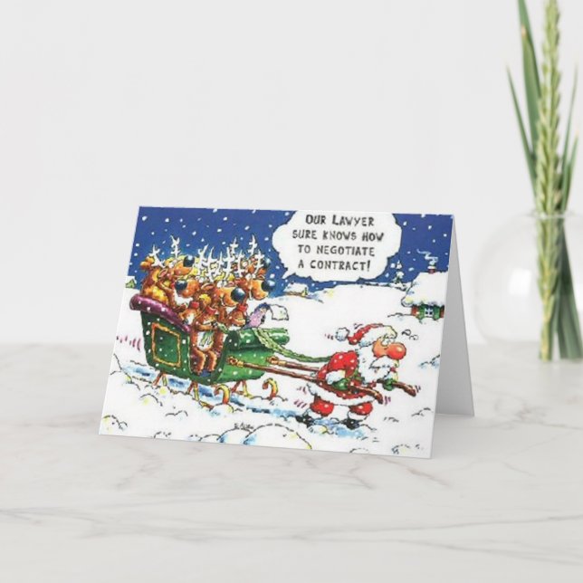 Cartes Pour Fêtes Annuelles Père Noël Pulling Reindeer (Devant)