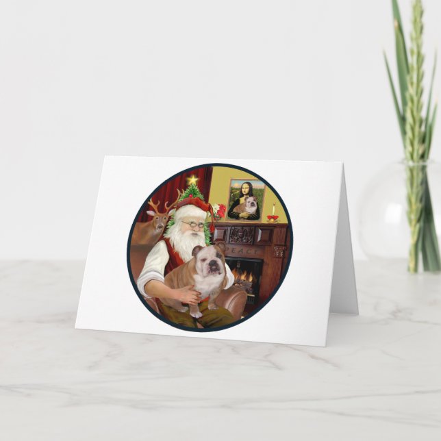 Cartes Pour Fêtes Annuelles Père Noël (R) - English Bulldog 1 (Devant)