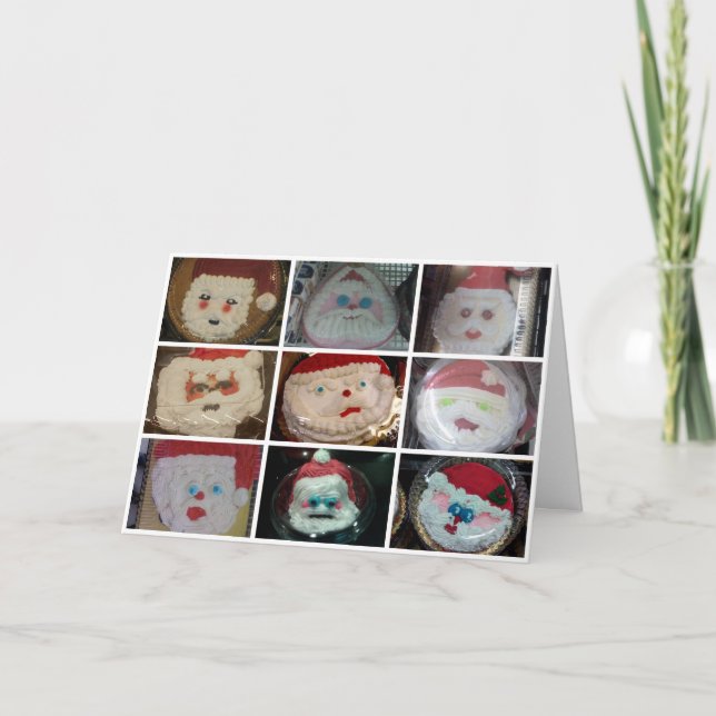 Cartes Pour Fêtes Annuelles Père Noël regarde (Devant)