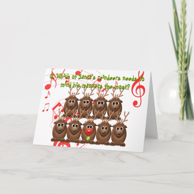 Cartes Pour Fêtes Annuelles Père Noël Reindeer Funny Christmas Grey Card (Devant)