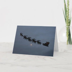 Cartes Pour Fêtes Annuelles Père Noël & Reindeer Silhouette