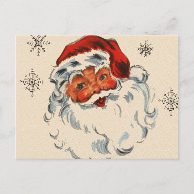 Cartes Pour Fêtes Annuelles Père Noël Rétro Aux Étoiles (Devant)