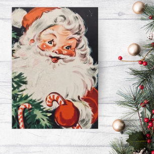 Cartes Pour Fêtes Annuelles Père Noël rétro avec Sucres de canne personnalisés