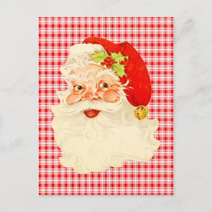 Cartes Pour Fêtes Annuelles Père Noël rétro sur Plaid