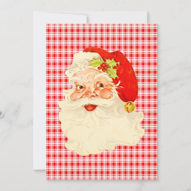 Cartes Pour Fêtes Annuelles Père Noël rétro sur Plaid (Devant)