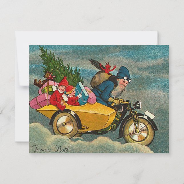 Cartes Pour Fêtes Annuelles père Noël Rides a Motorcycle - Noël (Devant)