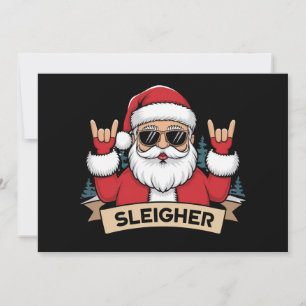 Cartes Pour Fêtes Annuelles Père Noël Rockeur de Noël en sleigh