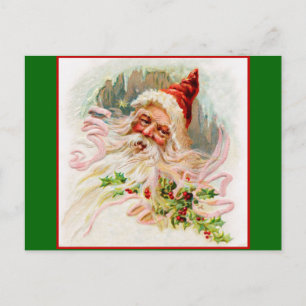 Cartes Pour Fêtes Annuelles Père Noël rose victorienne
