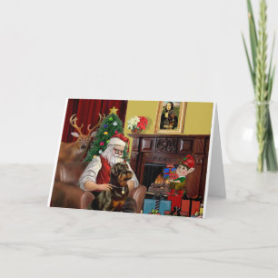 Cartes Pour Fêtes Annuelles Père Noël Rottweiler