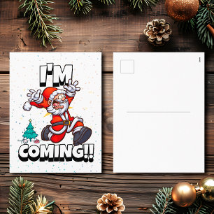 Cartes Pour Fêtes Annuelles Père Noël Running, Humour Citation vacances Noël d