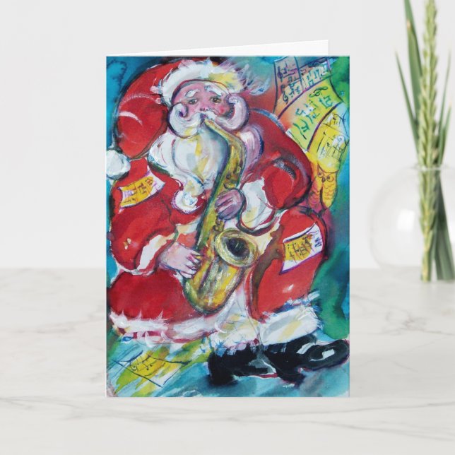 CARTES POUR FÊTES ANNUELLES PÈRE NOËL & SAX, PARTI NOËL (Devant)