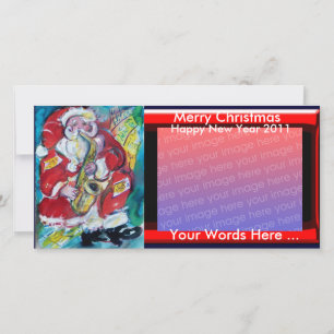 CARTES POUR FÊTES ANNUELLES PÈRE NOËL & SAX, PARTI NOËL