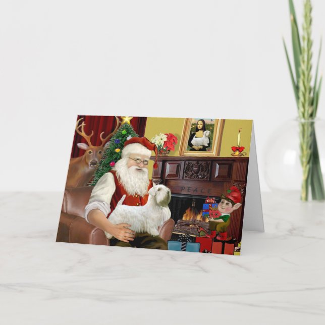 Cartes Pour Fêtes Annuelles Père Noël Sealyham Terrier (Devant)