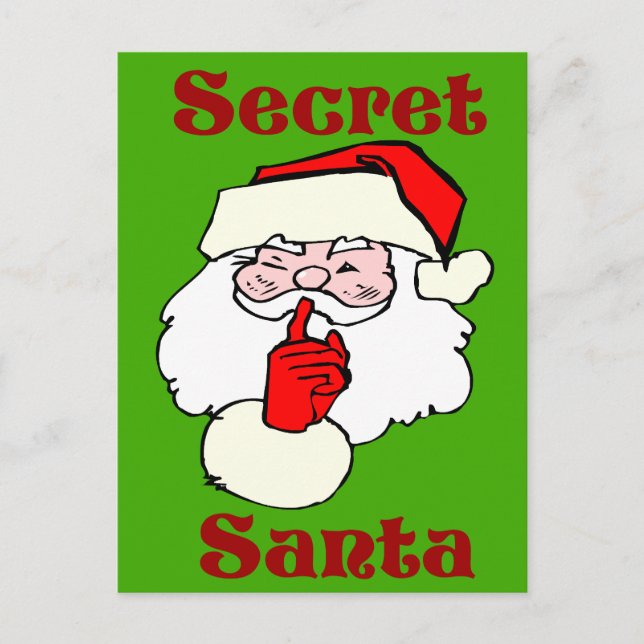Cartes Pour Fêtes Annuelles Père Noël secrète sur le vert de Noël (Devant)