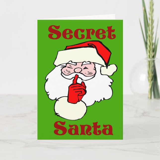 Cartes Pour Fêtes Annuelles Père Noël secrète sur le vert de Noël (Devant)