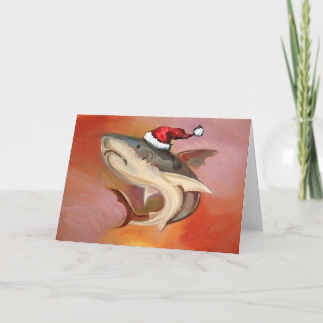 Cartes Pour Fêtes Annuelles Père Noël Shark (Devant)