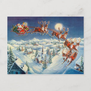 Cartes Pour Fêtes Annuelles PÈRE NOËL, SLEIGH & REINDEER par SHARON SHARPE