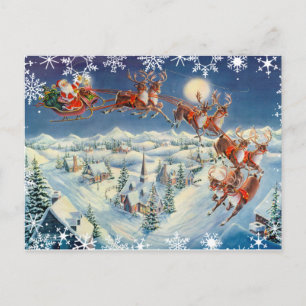 Cartes Pour Fêtes Annuelles PÈRE NOËL, SLEIGH & REINDEER par SHARON SHARPE