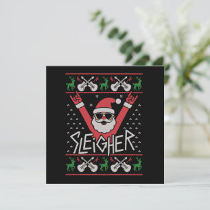 Cartes Pour Fêtes Annuelles Père Noël Sleigher Noël Rock n Roll Sweat Ugly