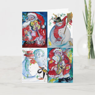 CARTES POUR FÊTES ANNUELLES PÈRE NOËL, SNOWMAN MUSICAL HOLIDAY NOËL REMERCIEME