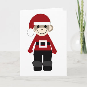 Cartes Pour Fêtes Annuelles père Noël Sock Monkey