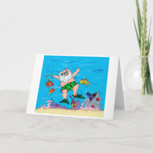 Cartes Pour Fêtes Annuelles Père Noël sous-marine