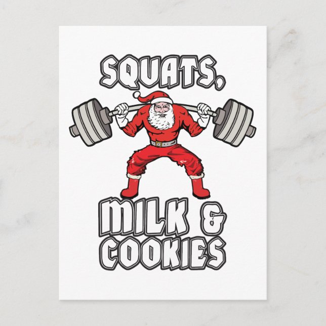 Cartes Pour Fêtes Annuelles Père Noël - Squats, Lait et Cookies (Devant)