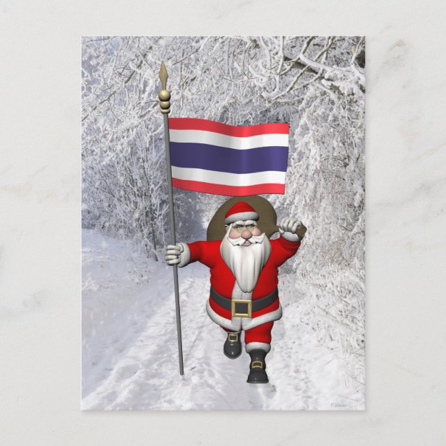 Cartes Pour Fêtes Annuelles Père Noël Sucré Avec Drapeau De Thaïlande (Devant)