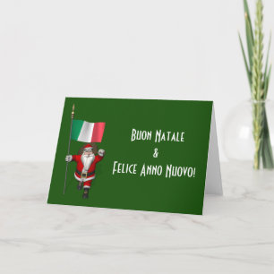 Cartes Pour Fêtes Annuelles Père Noël Sucré Avec Drapeau D'Italie