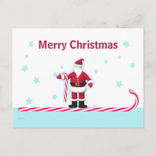 Cartes Pour Fêtes Annuelles Père Noël Sucre de canne et étoiles Noël