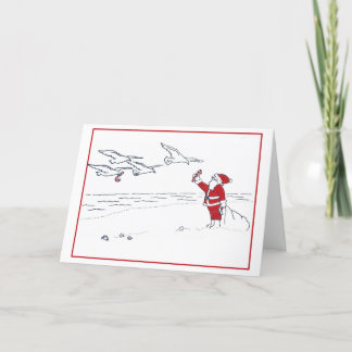 Cartes Pour Fêtes Annuelles Père Noël sur la plage