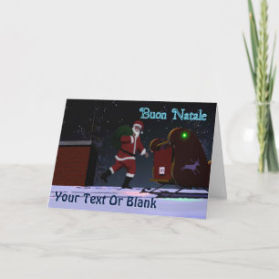 Cartes Pour Fêtes Annuelles Père Noël Sur Le Toit - Buon Natale