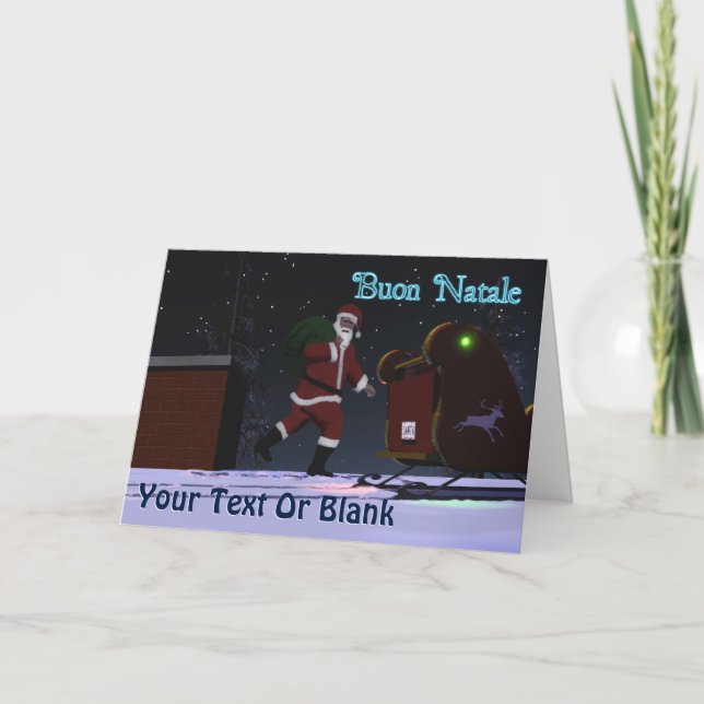 Cartes Pour Fêtes Annuelles Père Noël Sur Le Toit - Buon Natale (Devant)