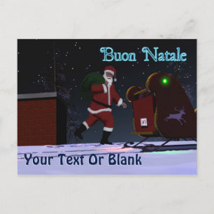 Cartes Pour Fêtes Annuelles Père Noël Sur Le Toit - Buon Natale