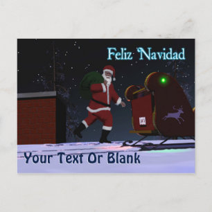 Cartes Pour Fêtes Annuelles Père Noël Sur Le Toit - Feliz Navidad