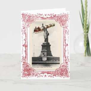 Cartes Pour Fêtes Annuelles père Noël sur New York American Christmas Card