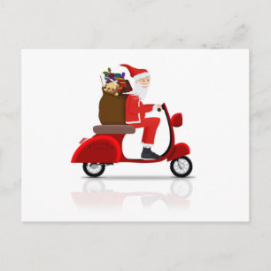 Cartes Pour Fêtes Annuelles père Noël sur Scooter