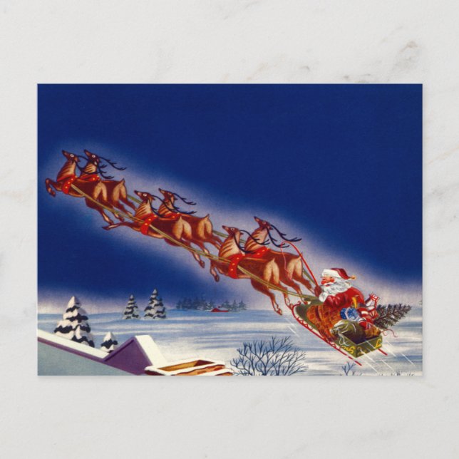 Cartes Pour Fêtes Annuelles Père Noël sur son Sleigh (Devant)