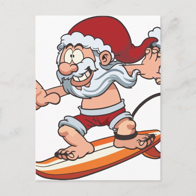 Cartes Pour Fêtes Annuelles Père Noël Surf (Devant)